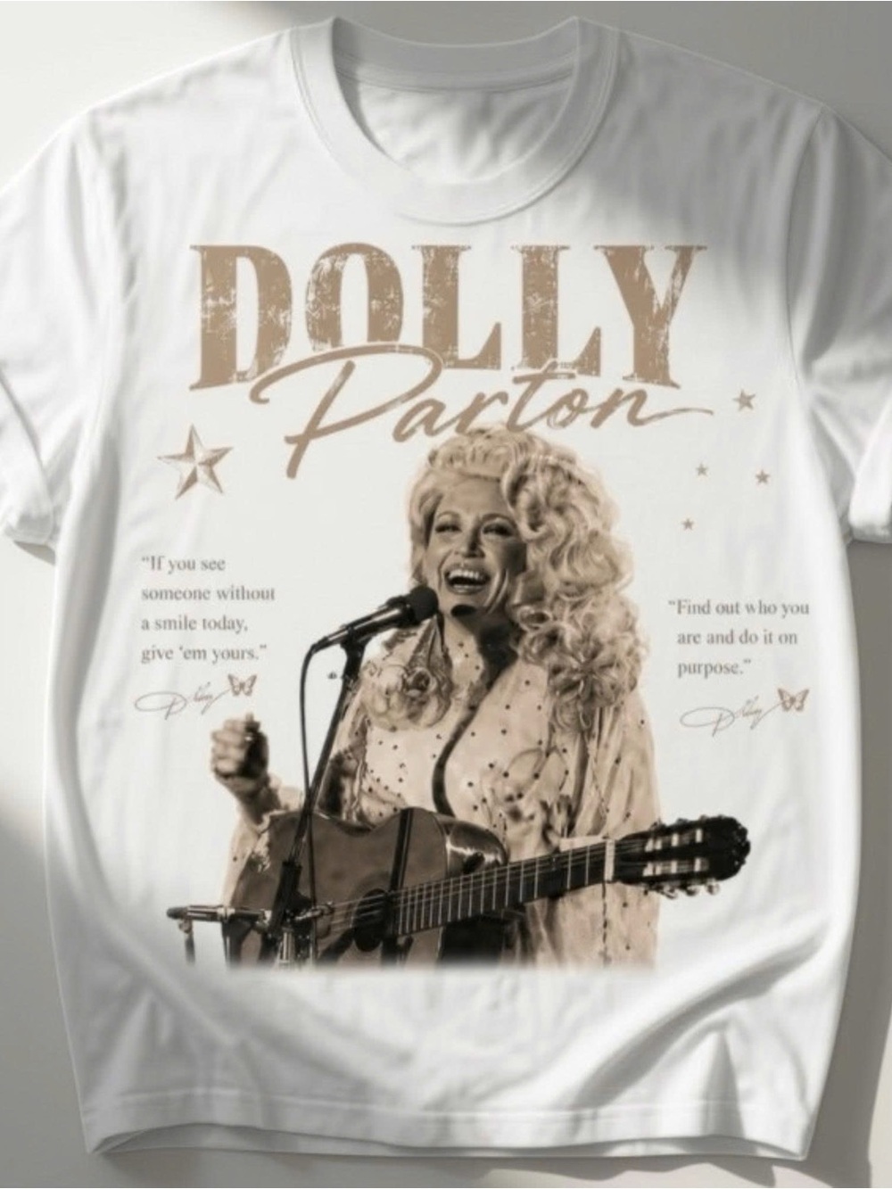 Gildan White Tee with Dolly Parton Graphic
